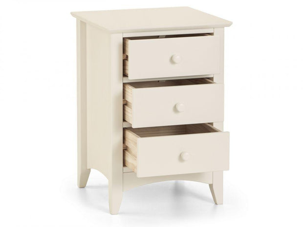 Cameo 3 Drawer Bedside Table - Stone White